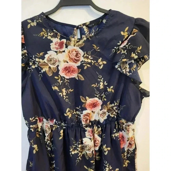 SHEIN Maternity Floral Print Ruffle Trim Peplum Top‎ - Picture 3 of 4